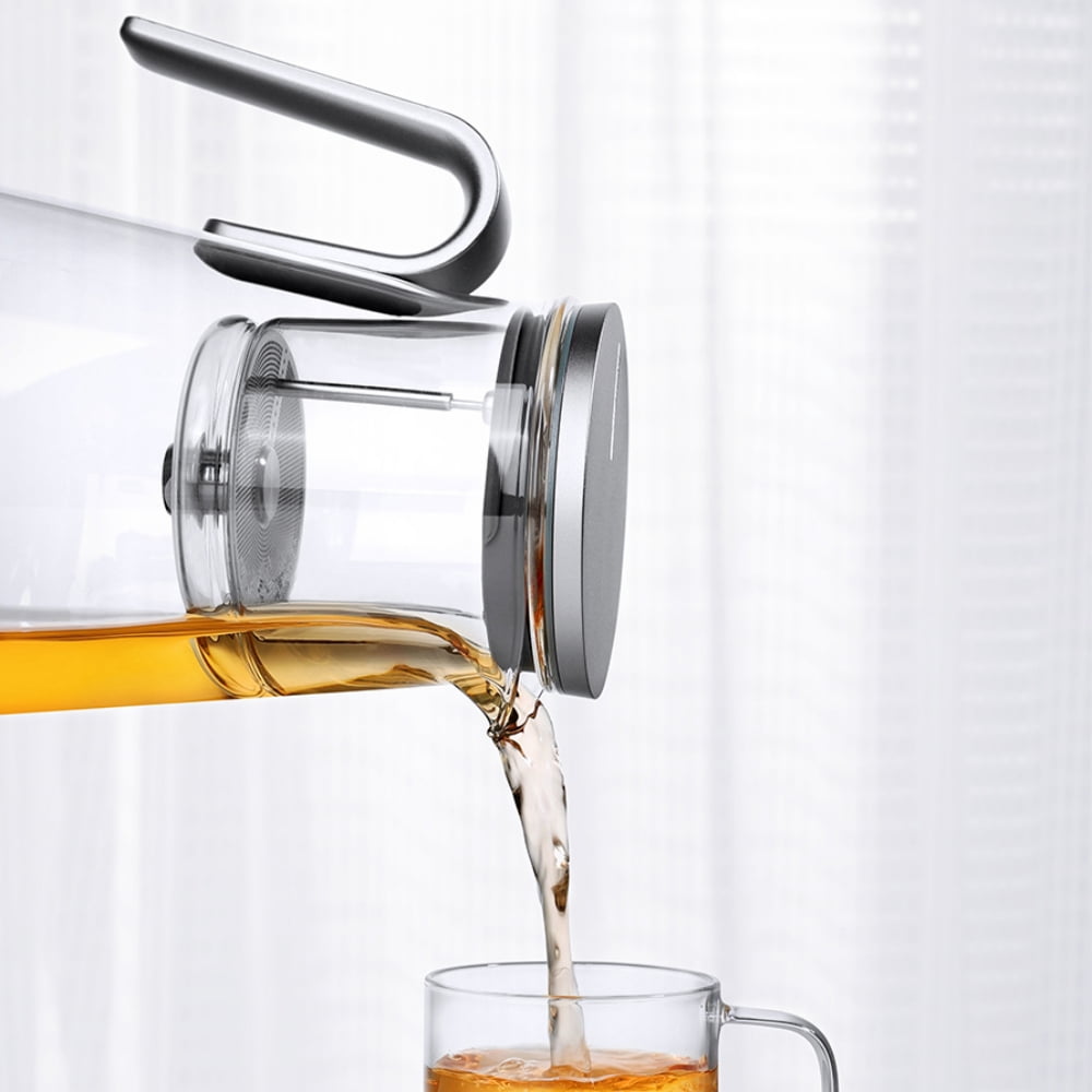 Heat-Resistant Glass Teapot, Magnetic Switch, Gunmetal Black 800ml