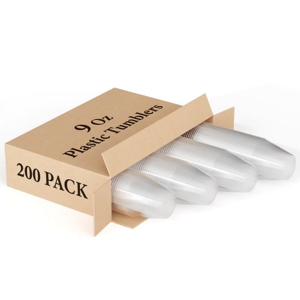 Exquisite 200-Pack 9 oz Clear Plastic Tumblers - Disposable Wine Glasses for Parties, Cocktail Events, and Weddings