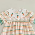 thumbnail image 6 of vigerkar Toddler Girl Easter Outfit Bunny/Carrot Embroidery Plaid Print Short Puff Sleeve Ruffle Hem Dress Spring Clothes (Green, 3-4 Years), 6 of 6