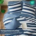thumbnail image 2 of Regency Heights Full/Queen Size Comforter Sets, 3-Piece Bedding Set Full/Queen, Reversible Striped Comforter Bed Set, Navy, 2 of 7