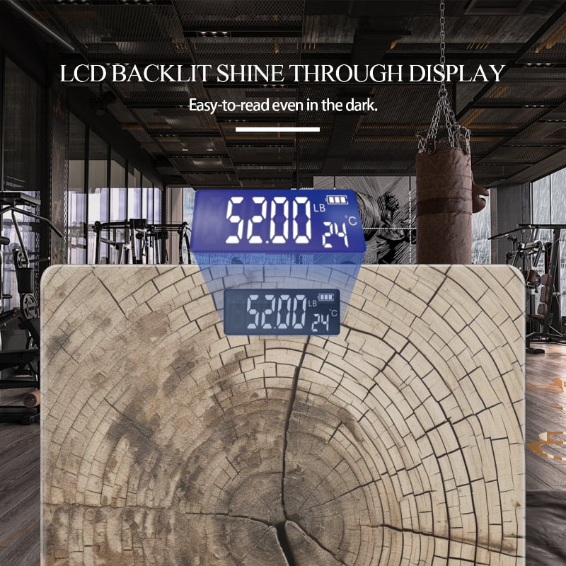 Digital Bathroom Scale with Large LCD Display,High Capacity Scale 400 lbs High Precision body fat scale-Old Tree Trunk With Visible Wood Rings Symbolizing Age