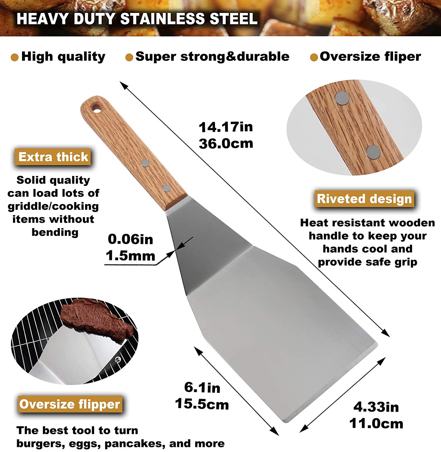 Romanticist 8-Piece Stainless Steel Griddle Tool Set photo 3