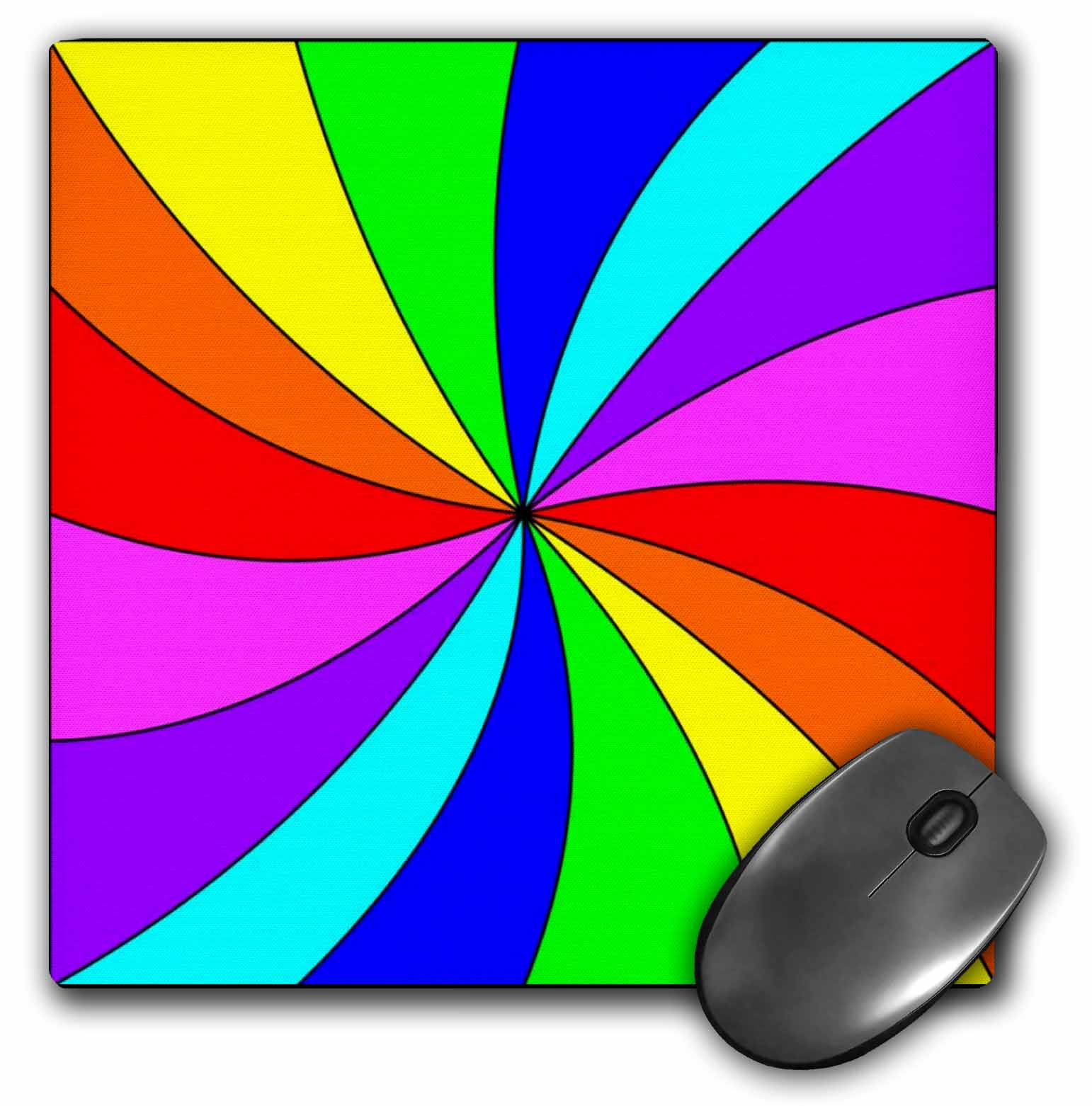 3dRose Groovy Rainbow Design, Mouse Pad, 8 by 8 inches