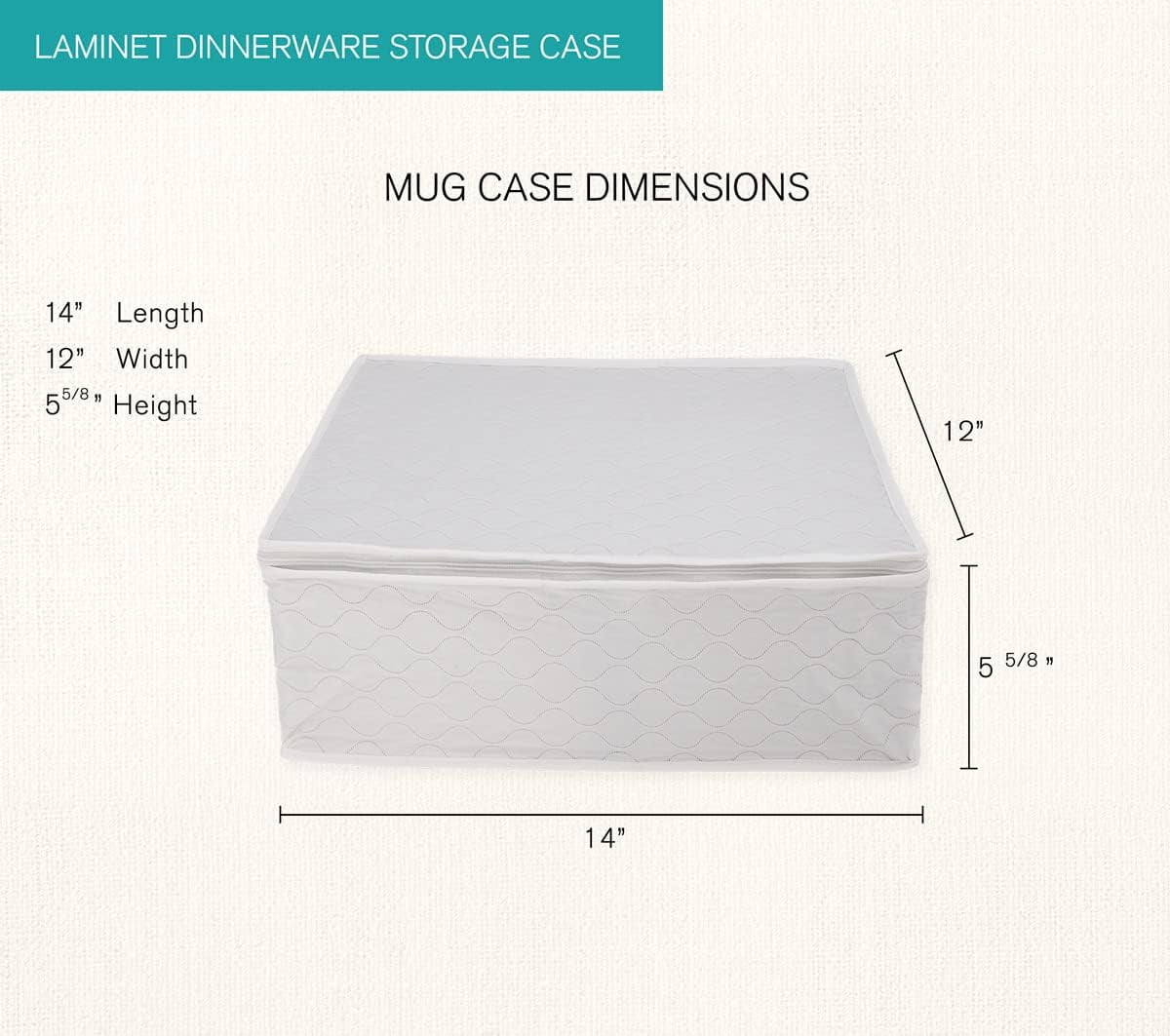 LAMINET 6 Piece Quilted Dinnerware Storage Starter Set - Includes 4 Plate Cases, 1 Cup Case & Platter Case - White 6400AC-FBM