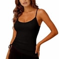 thumbnail image 5 of Aoiroe Women Built-in Bra Tank Tops Sleeveless Casual Shirts Fitted Tank Tops Black L, 5 of 9