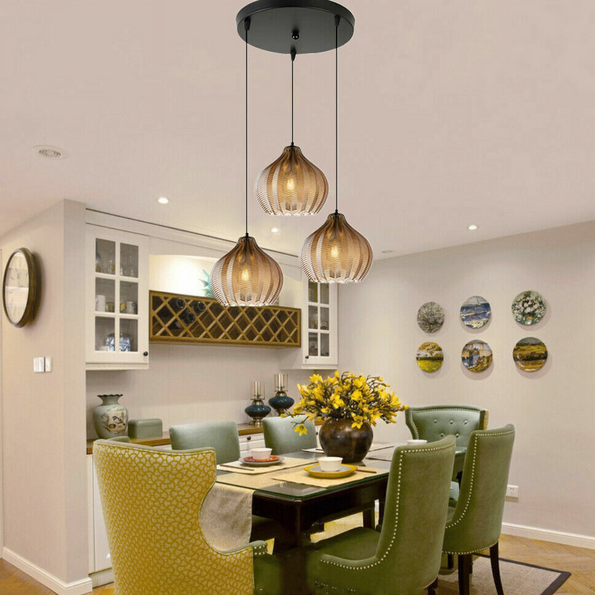AFANQI 3-Light Glass Pendant Light, Classic Cluster Chandelier,Black Hanging Lighting Fixture for Kitchen Island, Dinning Room, Bar, Café