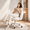 White, variant on COOLHUT Vanity Chair, Petal Velvet Vanity Makeup Chair with Open Back and Wheels, Fluffy Office Chair for Girls Women, Mid-Back Swivel Computer Task Chairs for Living Room, Pink