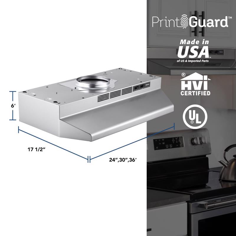 Broan 30 in. W Silver Convertible Range Hood