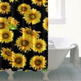 thumbnail image 4 of Black Sunflower Green Leaf Pattern Shower Curtain 72"x84" ,Bathroom Decorative Shower Curtains Set with 12 Hooks,Modern Waterproof Washable Shower Curtain, 4 of 6