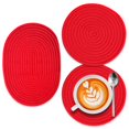 thumbnail image 1 of ORUYROP 3Pcs Trivets for Hot Dishes-Red Instant Pot Trivet for Hot Pans Kitchen Decor Pot Mat, Woven Trivet Rubber Feet Trivets for Kitchen Counter Protectors Heat Resistant Pads for Countert, 1 of 7