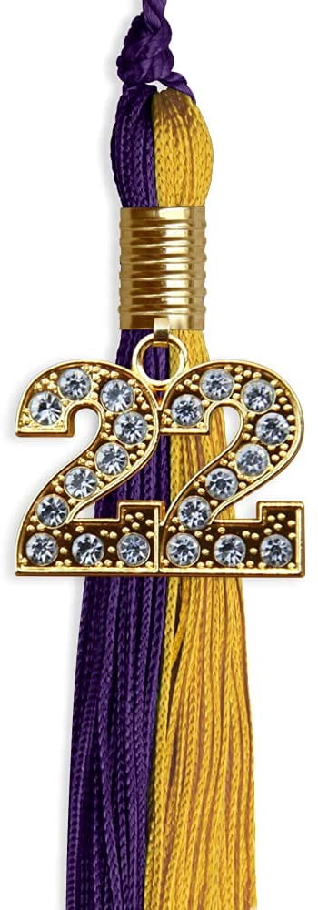 UIALECG Purple Graduation Tassel With Gold 2022 Date Drop | 16" Standard Length, Rayon Material | For High School & College Cap