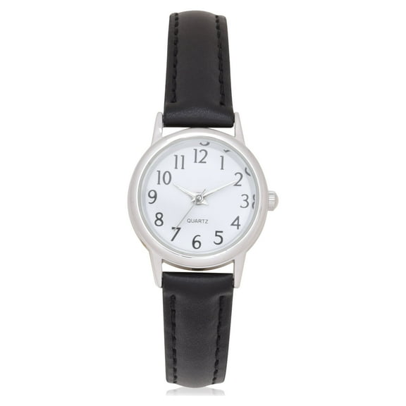 Time and Tru Adult Female Analog Watch with Black Strap and Round White Dial (GEN607WM1)