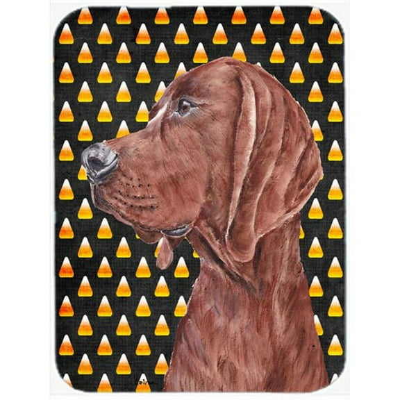 Redbone Coonhound Candy Corn Halloween Mouse Pad, Hot Pad Or Trivet, 7.75 x 9.25 In.