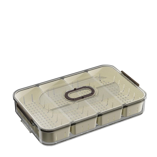 Caja de almacenamiento para frigorífico, caja de aperitivos dividida, refrigerador moderno extraíble, caja de condimentos para alimentos frescos, para Marrón 4 rejilla