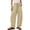Z1-Khaki-linen pants for women, variant on Women's Linen Barrel Pants Elastic Waist Wide Leg Pants Drawstring Solid Baggy Trousers Beach Vacation Pants with Pockets