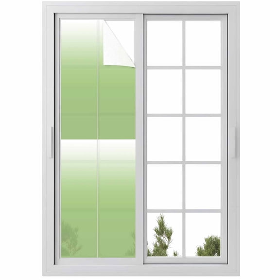 Vibrant Green Window Privacy Film and White Gradient Decorative Glass Window Film UV Blocking Static Cling Non-Adhesive Sticker Covering for Home Door 23.6 x 78.7 inches