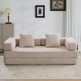 thumbnail image 3 of Convertible Couch Sofa Bed Foldable Floor Sleeper | Modern Fold Out Couch | Removable Backrest & Armrests | No Assembly Compression Sofa Sleeper for Living Room, Bedroom | Corduroy Fabric Beige, 3 of 8