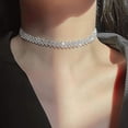 thumbnail image 1 of Gargantilla con diamantes de imitación, collares con hileras de diamantes plateados, collar de cristal brillante, joyería de cadena, accesorios minimalistas para fiestas y bailes para mujeres y niñas, 1 of 5