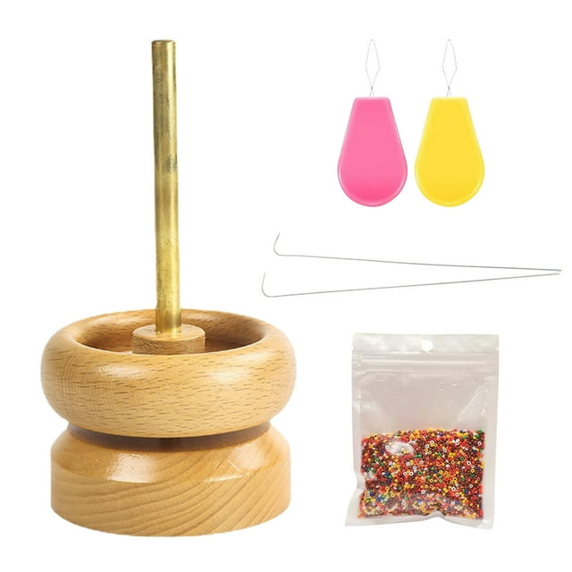 WREESH The Hobbyworker Wooden Bead Spinners With With 2 Pcs Big Needles And 2pcs Needle Threading Tool And Crystal Line And 15g Bead Clearance
