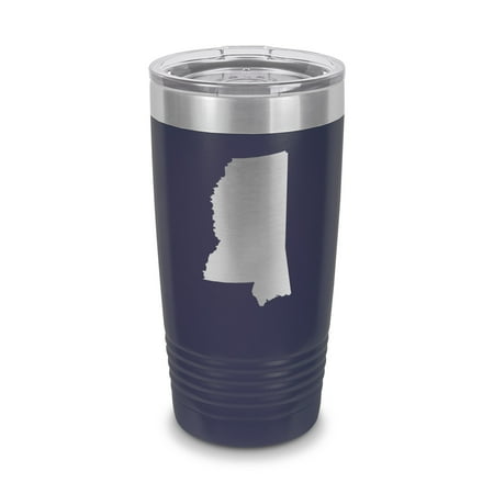 

Mississippi Shaped Tumbler 20 oz - Laser Engraved w/ Clear Lid - Stainless Steel - Vacuum Insulated - Double Walled - Travel Mug - ms - Navy