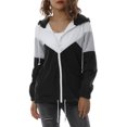 thumbnail image 2 of Women Lightweight Long Sleeve Hooded Jacket Color Block Waterproof Casual Utility Outwear, 2 of 8
