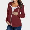 thumbnail image 2 of Hxshgdsn Pregnant Jackets For Women Long Sleeve Zip Up Casual Sweatshirts Tops Casual Pregnancy Workout Shirts Wine S, 2 of 9