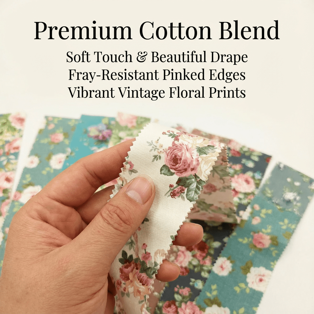 iMzoon 42 Pcs Jelly Roll Fabric Strips for Quilting Fabric, Sewing Supplies & DIY Crafts-2.6 Inch Precut Cotton Fabric Bundles with Wavy Edges, Perfect for Quilt Projects, Floral Rose Patchwork