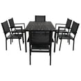 thumbnail image 3 of Outdoor Dining Table & Chairs, Patio Dining Sets with 6 Stackable Textilene Armchairs, All-Weather Plastic Furniture Dining Set Steel Frame and Wood Grain Top Table, 3 of 6