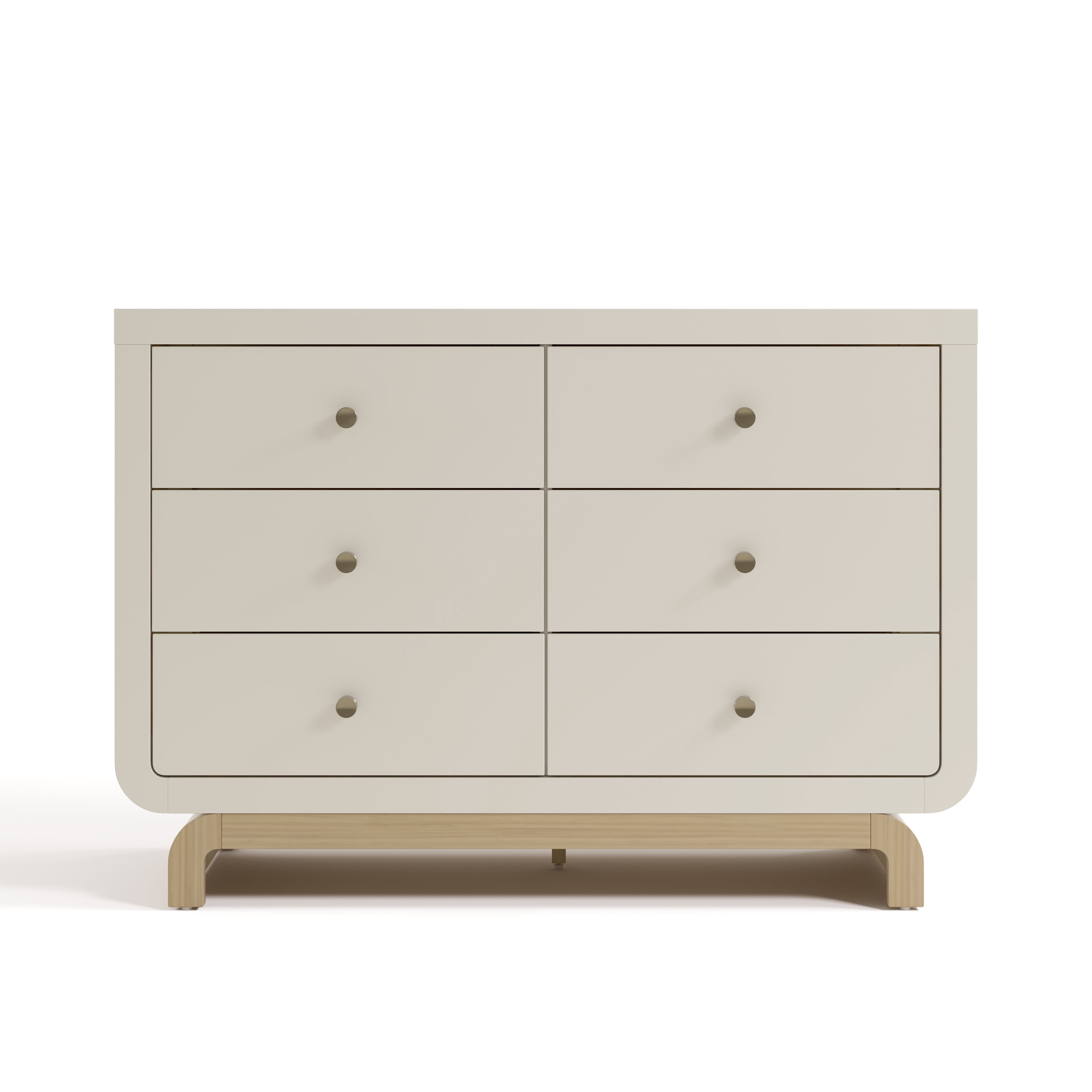 Art of Nursery by Storkcraft Santorini 6 Drawer Nursery Double Dresser, Frosted Oat with Driftwood
