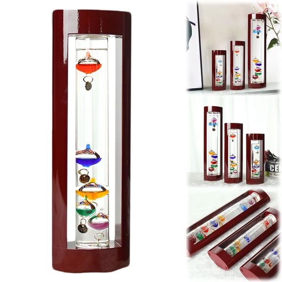 PLJFXXM 11.02inch Glass Galileo Thermometer with 5 Multi Colored Balls with Gold Tags from 60ºF to 84ºF Galileo Thermometer Gorgeous Gift for Family or Friends Present Home and Outdoor Décor