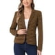 thumbnail image 1 of Blazer a rayas de mujer con solapa de pico y mangas largas, botón, XL, azul marino y marrón, 1 of 5