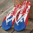 thumbnail image 2 of Chririnla Women's American Flag Print Flip Flops Casual Arch Support Lightweight Soft Footbed Slides Sandals Palm Tree Print Non-Slip Quick Dry Slip On Vacation Beach Slides Sandal, 2 of 7
