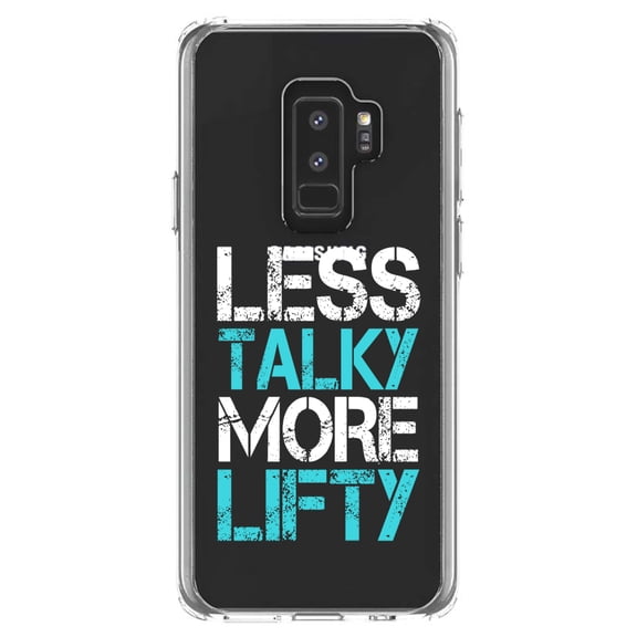 DistinctInk Clear Shockproof Hybrid Case for Samsung Galaxy S9  PLUS (6.2" Screen) - TPU Bumper Acrylic Back Tempered Glass Screen Protector - Less Talky More Lifty