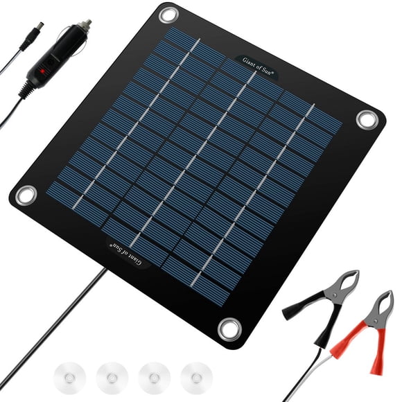 HLONK 10W Solar Panel Kit 12V Waterproof Solar Trickle Charger Portable Solar Powered Charger Kit with 4 Suction Cups Lightweight High Efficiency Car Battery Maintainer for Car RV Boat