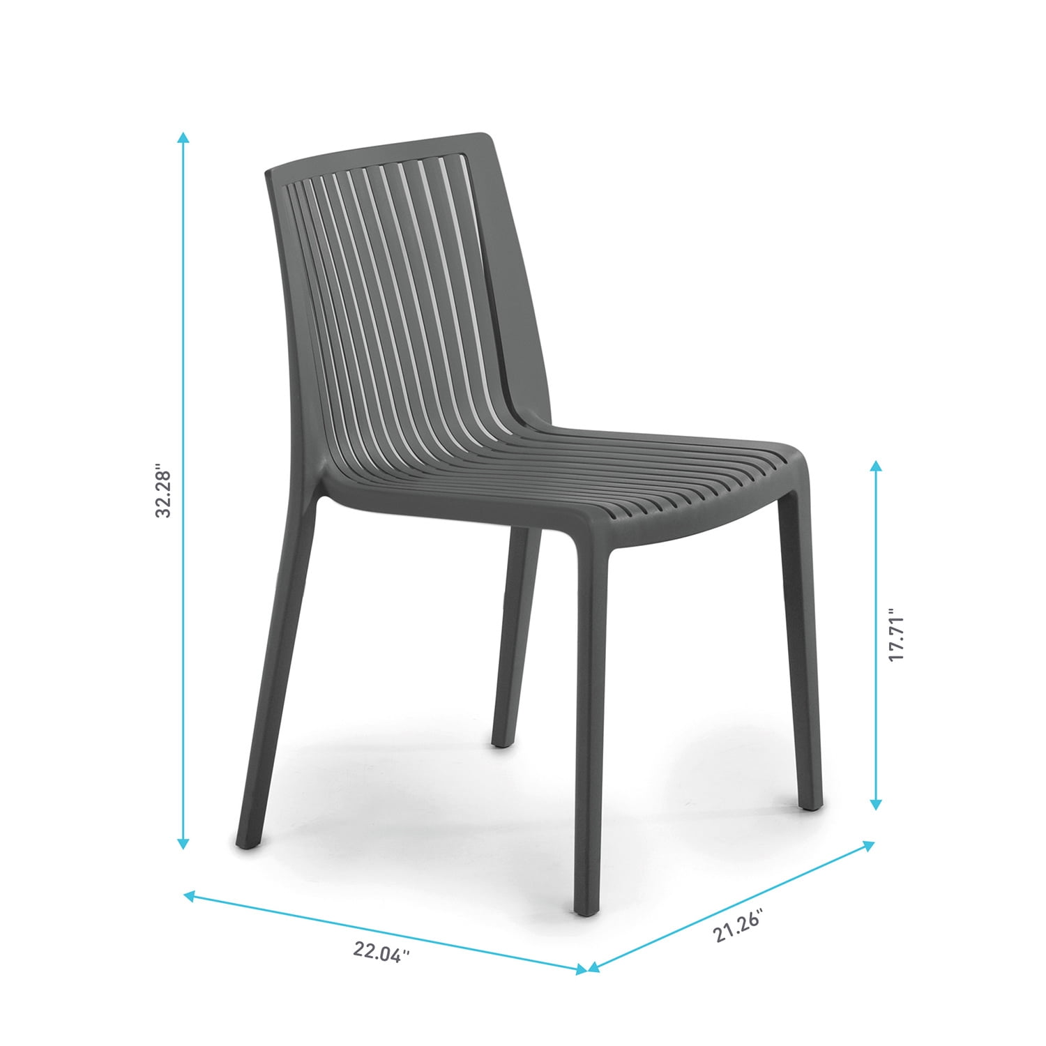 WRGHOME Ravenna Modern Outdoor/Indoor Plastic Resin Stacking Patio Dining Chairs  (Set of 2) - ANTHRACITE