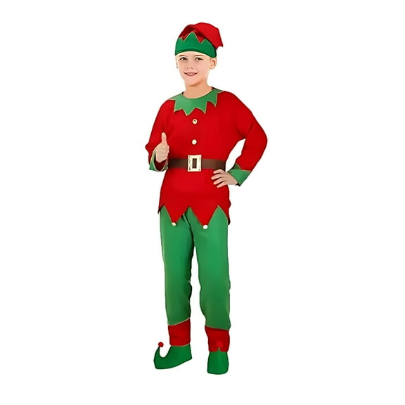 Elf Outfit Boy Long Sleeve Top Pants Hat Set Festive Dress Outfit XL Christmas Outfit Boy