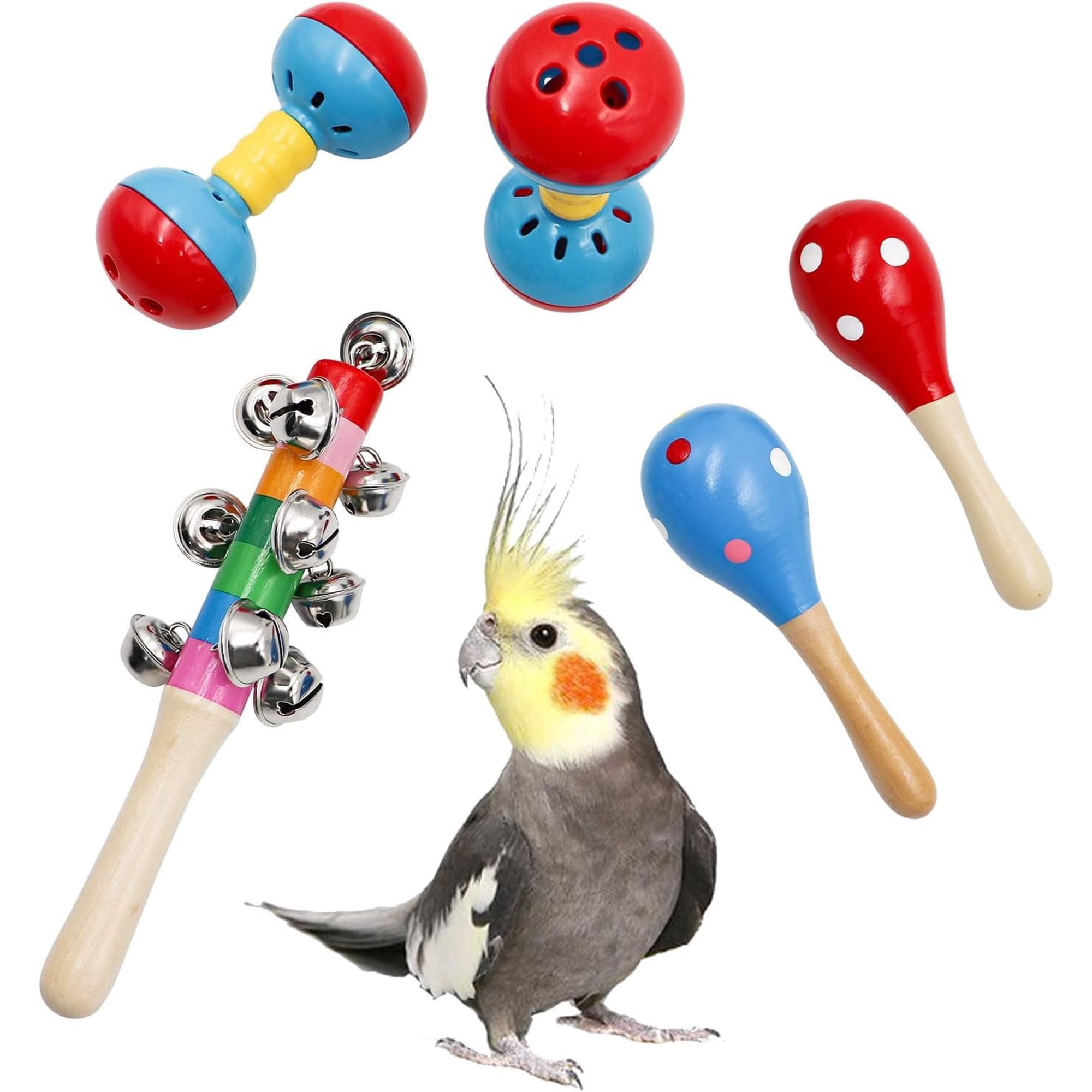 Colorful Bird Toys, 5 Pack Funny Toys, Bird Cage Accessories, Suitable for Chicken Bird Parrot Parakeet Cockatiel Budgies Love Birds