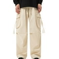 thumbnail image 2 of Styesk Men's Pants Men's Fashion Casual Solid Color Cargo Pockets Elastic Rope Casual Pants, 2 of 5