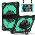thumbnail image 2 of ELEHOLD Rugged Hybrid Case For iPad 9th/8th/7th Generation, with Built-in Kickstand 360° Rotating Handstrap Crossbody Shoulder Strap Shockproof Heavy Duty Case, Black+Mint, 2 of 9