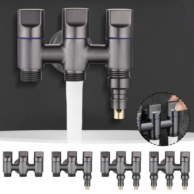 pstuiky Stainless Steel One Inlet Three Splitter Three Control Faucet Rust-Proof Leak-Proof Brass Core 1 Pack Laundry Kitchen Utility Sink Use