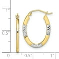 thumbnail image 3 of 10K and Rhodium Diamond Cut Oval Hoop Earrings 10TC372, 3 of 3