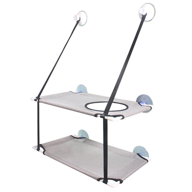 Double Layer Cat Hammock, Hanging Installation with Strong Suction Cup, Soft Cat Window Perch Resting for Multiple Cats