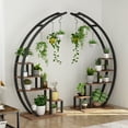 thumbnail image 6 of Geetinfly 2 Pcs 5-Tier Metal Plant Stand Indoor,Half Moon Shape Tall Garden Plant Holder,Garden Patio Decor,Brown, 6 of 7