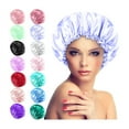 thumbnail image 2 of Satin Bonnet Sleeping Cap Double Layer Elasticated Trim Soft Night Hat for Woman, 2 of 3