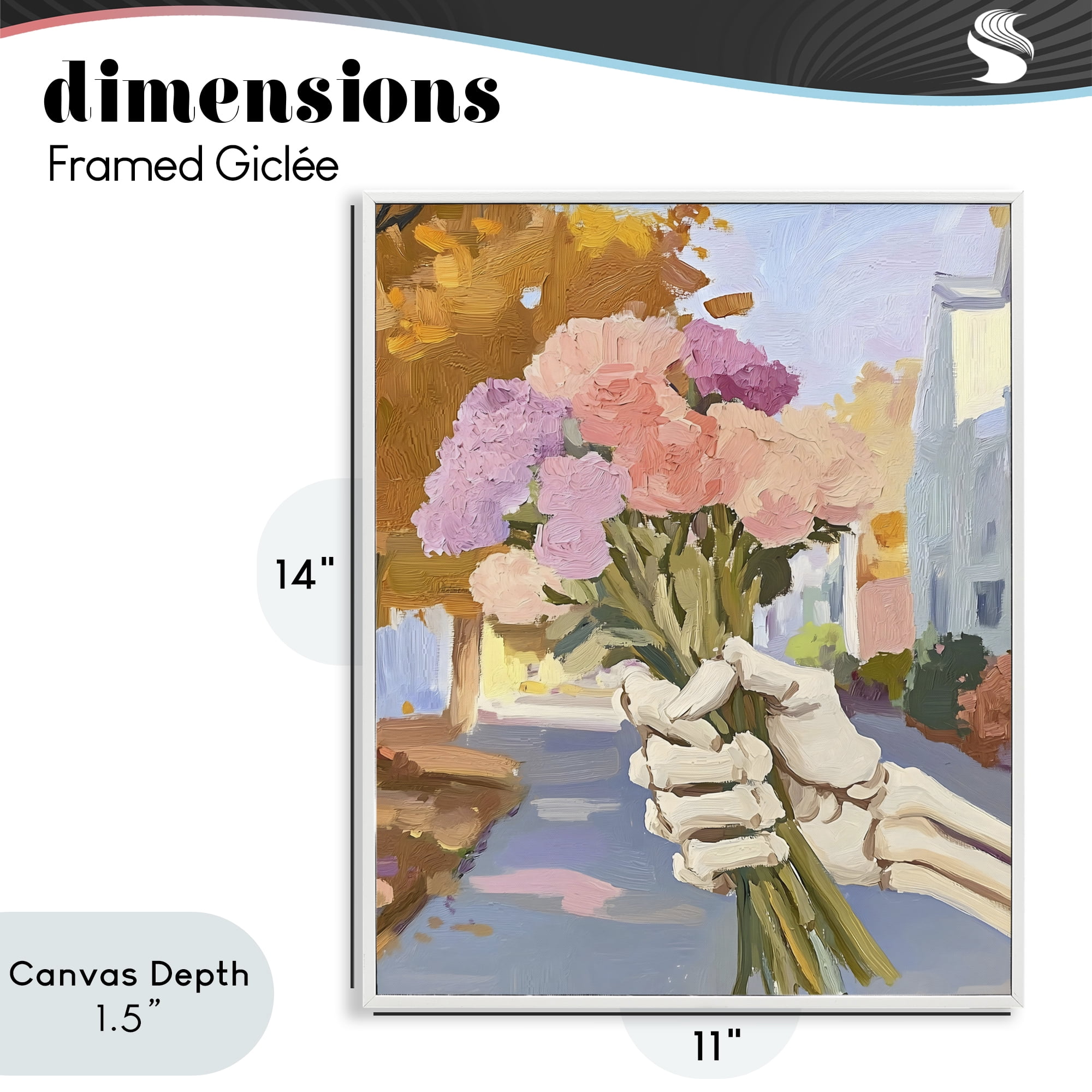 Stupell Industries Skeleton Hand Holding Flowers White Framed Giclee Art, design by The Prints Vibe