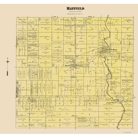 Historic City Map - Mayfield Ohio - Cram 1892 - Vintage Wall Art