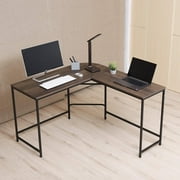 Caffoz L-Shaped Computer Desk for Adult in Smoky Oak, 30 inches Height