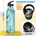 thumbnail image 2 of Shark Boat Anchor Sport Water Bottle for Kids Insulated with Straw for School Outdoor Daily Use, 2 of 6