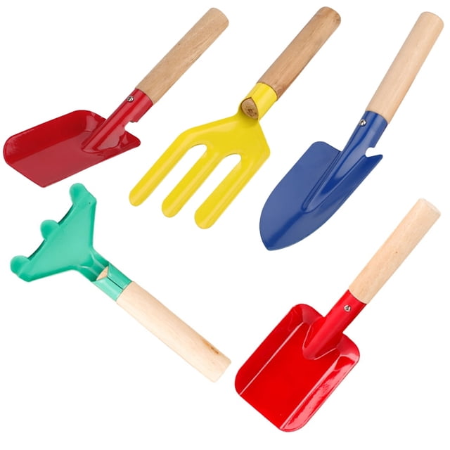Juego de 5 piezas de juguetes para exteriores para niños, juego de herramientas de jardinería, juego de pala para niños, minikit de plantación para niños