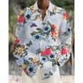 thumbnail image 1 of Camisa con botones y cuello vuelto de manga larga con estampado abstracto 3D de flores de llama para hombre, superventas de, 1 of 6